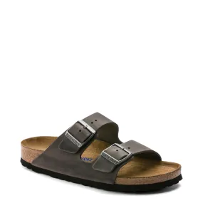 Birkenstock Arizona Oiled Leather Soft Footbed Sandal in Iron Grey Trend Focus workout shoes