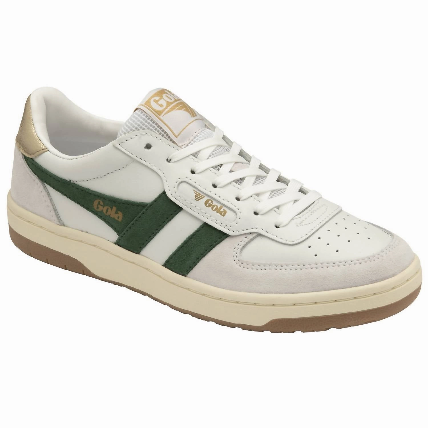 Women's Hawk Sneakers In White/green/gold Zero Pressure
