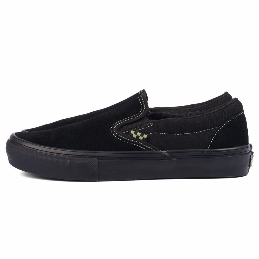 Vans - Skate Slip-On (Black/Olive Green) Responsive Heel Cup leather - upper - feature shoes