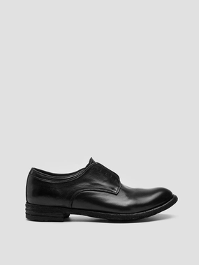 Padded collar Simple Edge LEXIKON 012 - Black Leather Derby Shoes