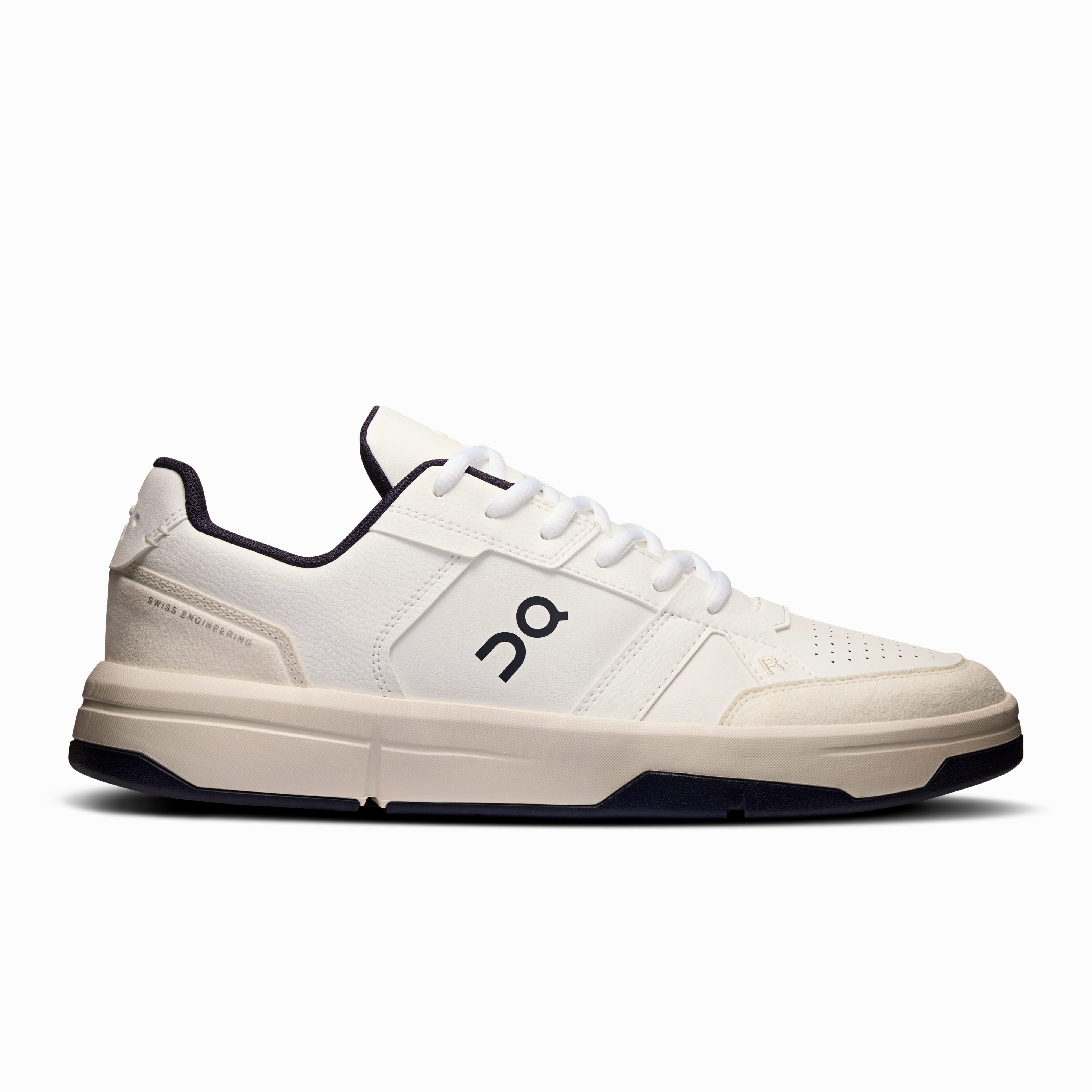 On Running Men's The Roger Clubhouse Shoes - White / Midnight High Energy Return Midsole Bounce Tech