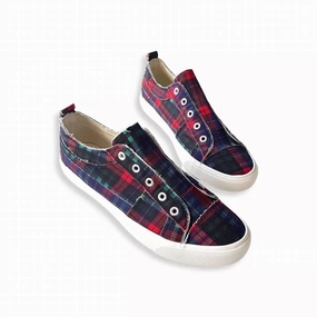Women's Tartan Babalu Sneakers In Navy Plaid Cushioned lining