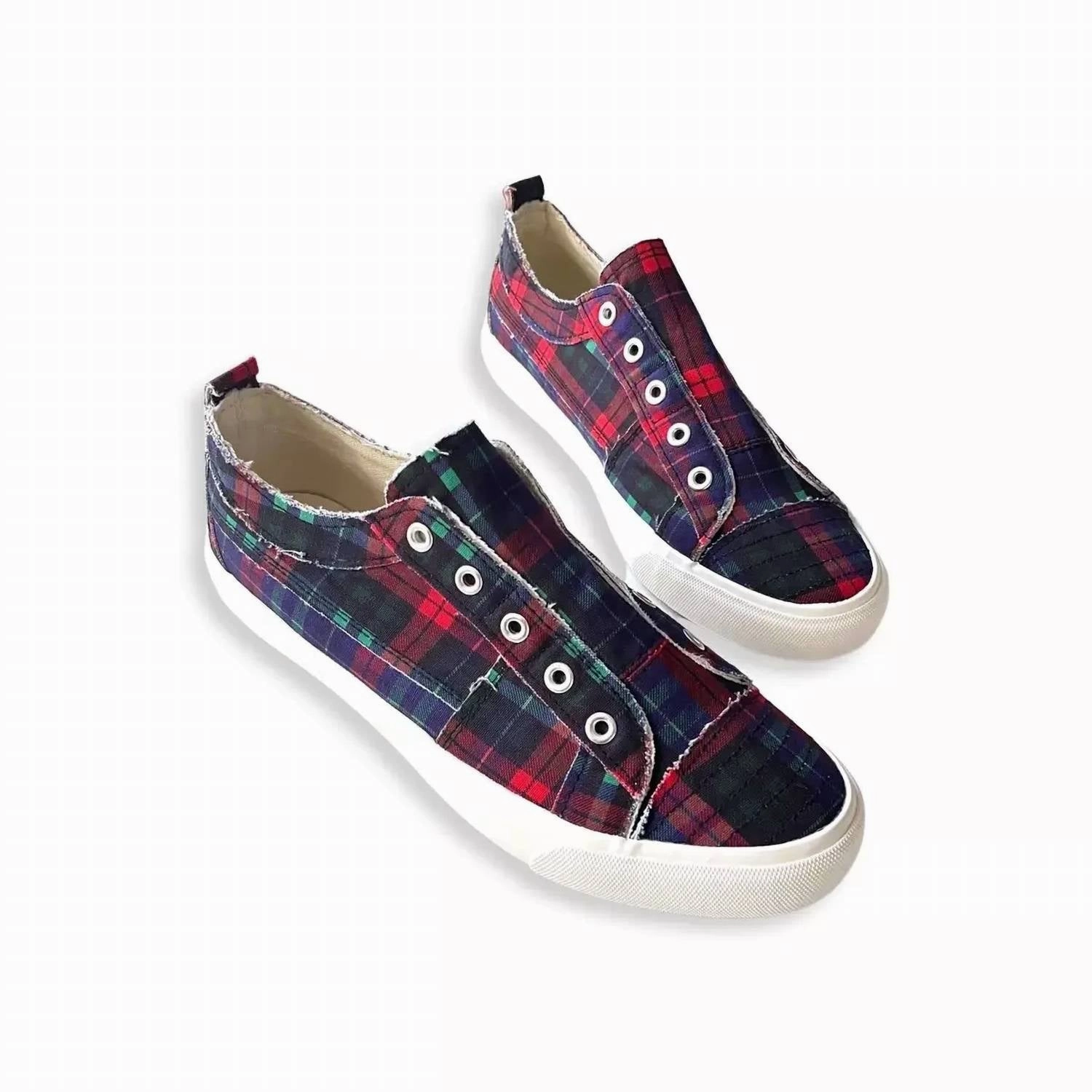 Rocker Sole Tech Women's Tartan Babalu Sneakers In Navy Plaid