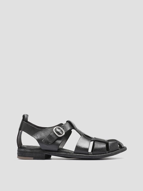 Open Back LEXIKON 536 - Black Leather Sandals