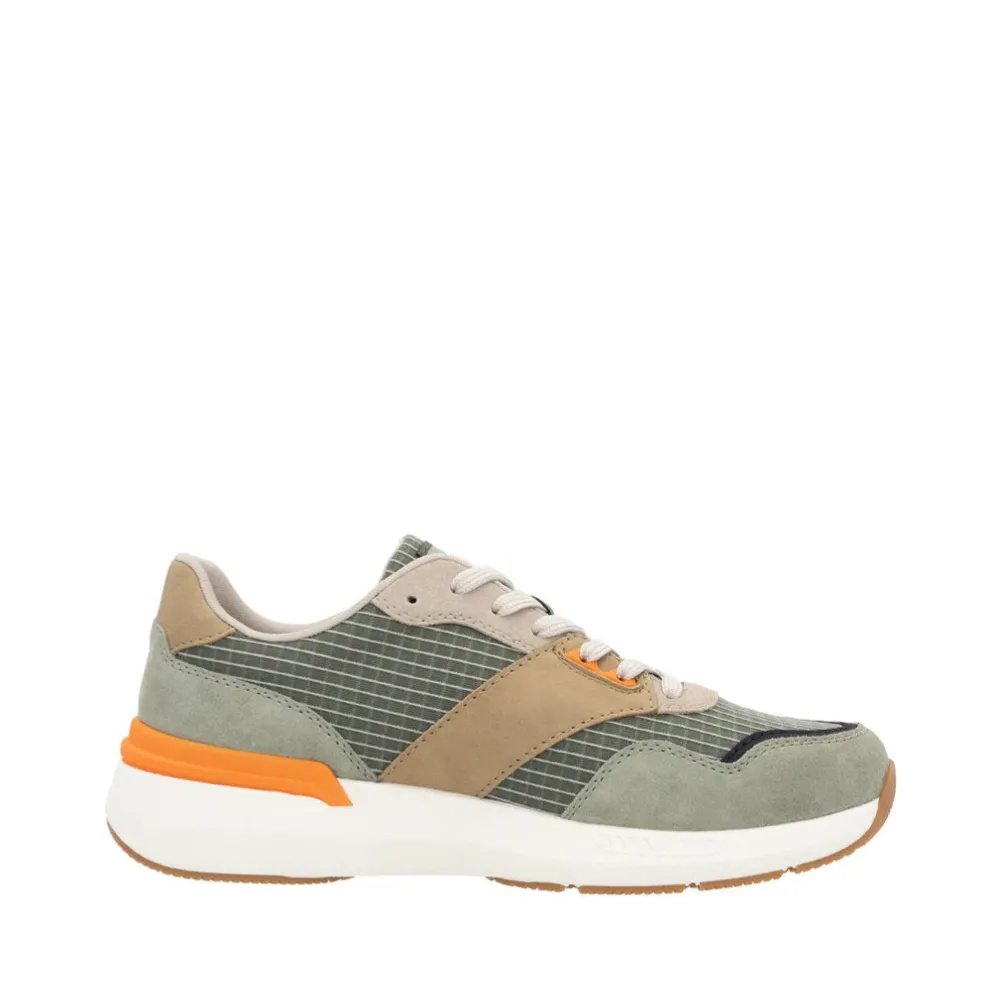 Rieker Men's Justus 02 Sneaker in Pistachio/Pazific/Olive High Step