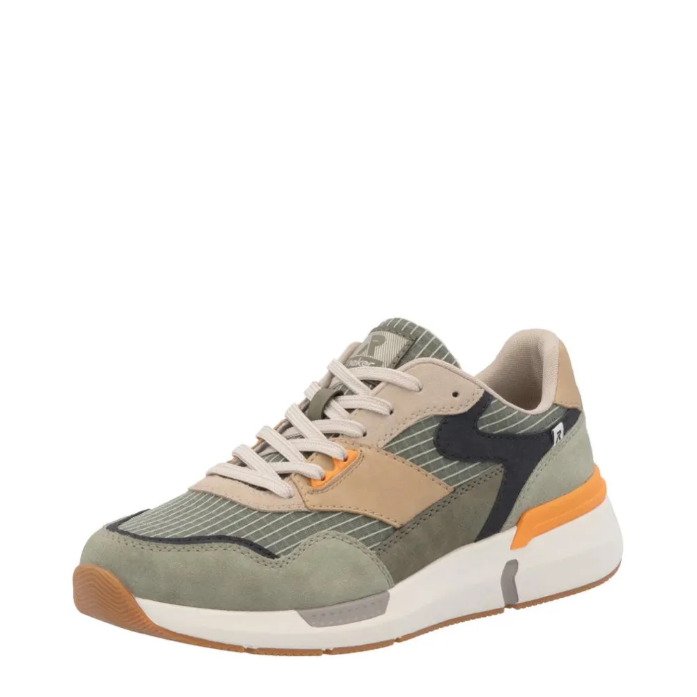 Rieker Men's Justus 02 Sneaker in Pistachio/Pazific/Olive Easy to Wear Spring Style