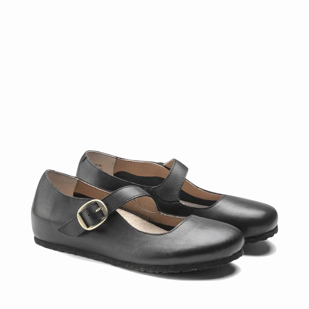 Birkenstock Women's Tracy Leather Mary Jane in Black Flexible Footwork Cloud Light