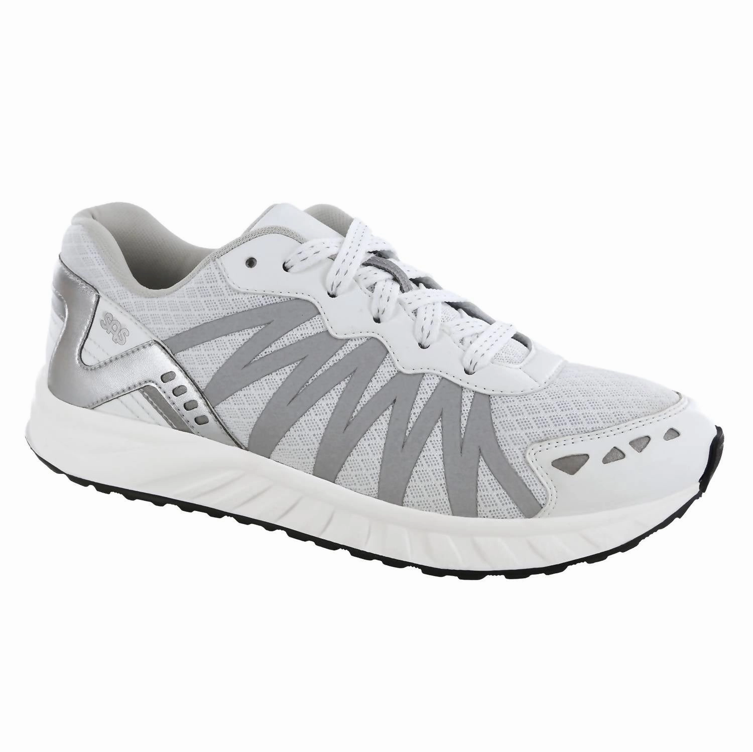 Women's Tempo Lace Up Sneaker - Medium Width In White/silver Neutral Shade Hiking Light