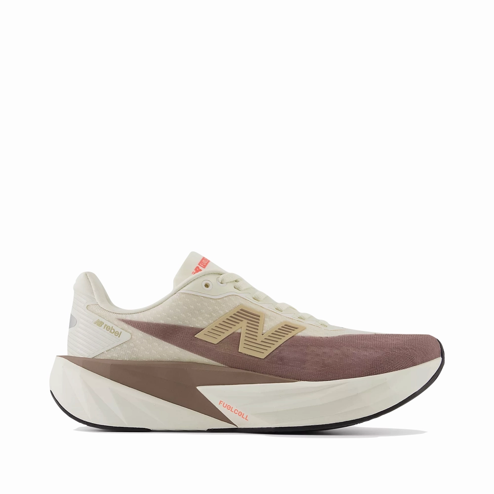 New Balance Women's FuelCell Rebel v5 Sneaker in Angora with Earth Shadow and Sea Salt Low Profile Design Wear-Ready Shoes