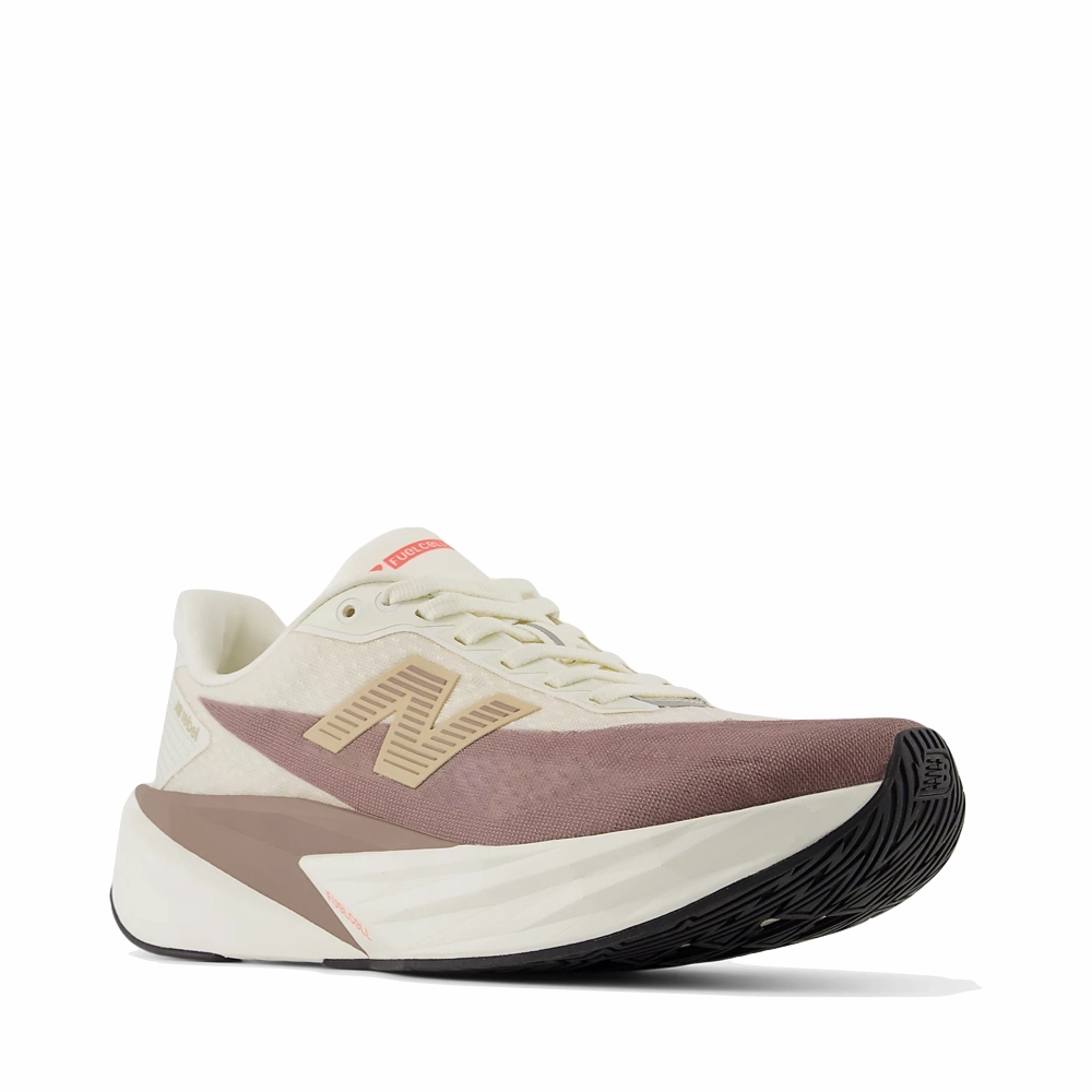 New Balance Women's FuelCell Rebel v5 Sneaker in Angora with Earth Shadow and Sea Salt Casual Comfort Outdoor Fit