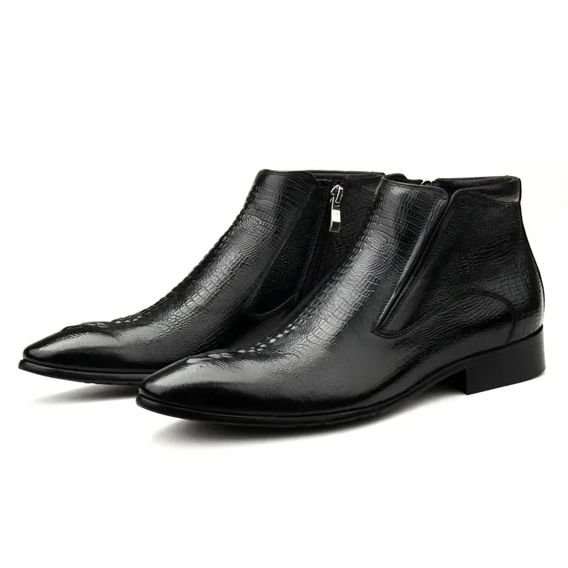 il corso boots - Leather dress boots for men with a zipper Suede Feel