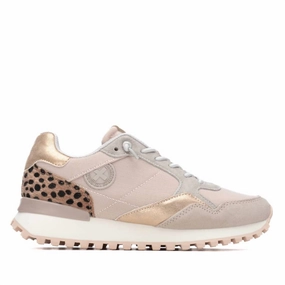 MemoryFoamInsole Distinctive materials Women's 144161 Round Toe Sneakers In Beige