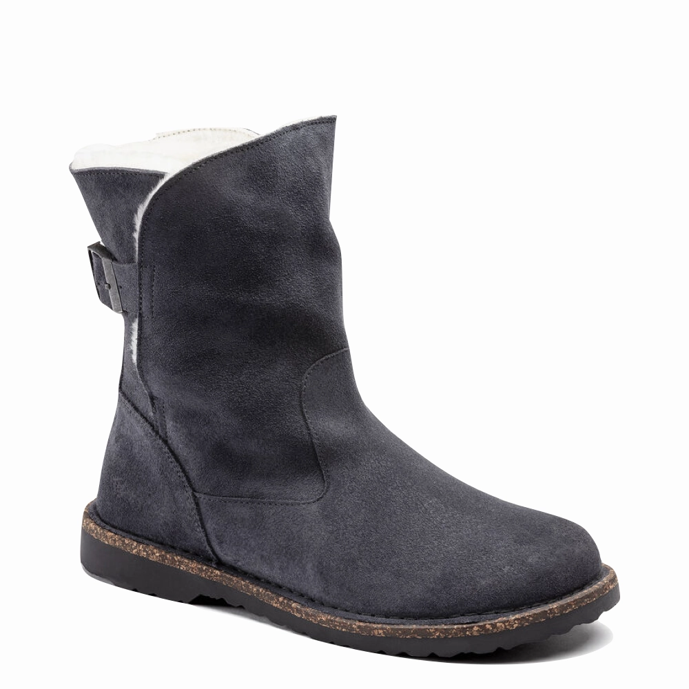 Everyday Comfort Lifestyle Design Birkenstock Uppsala Shearling Suede Leather Pull On Boot in Graphite