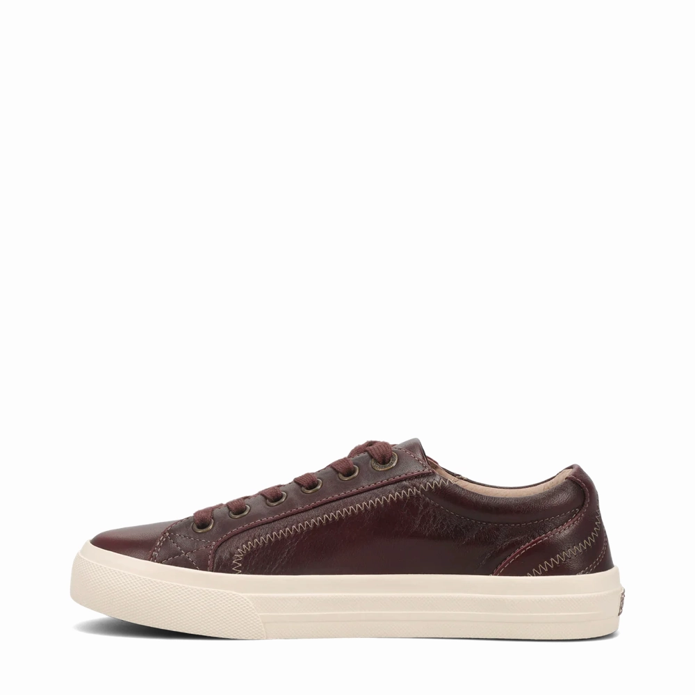 Effortless Move Basic Wear Taos Women's Plim Soul Lux Leather Sneaker in Merlot