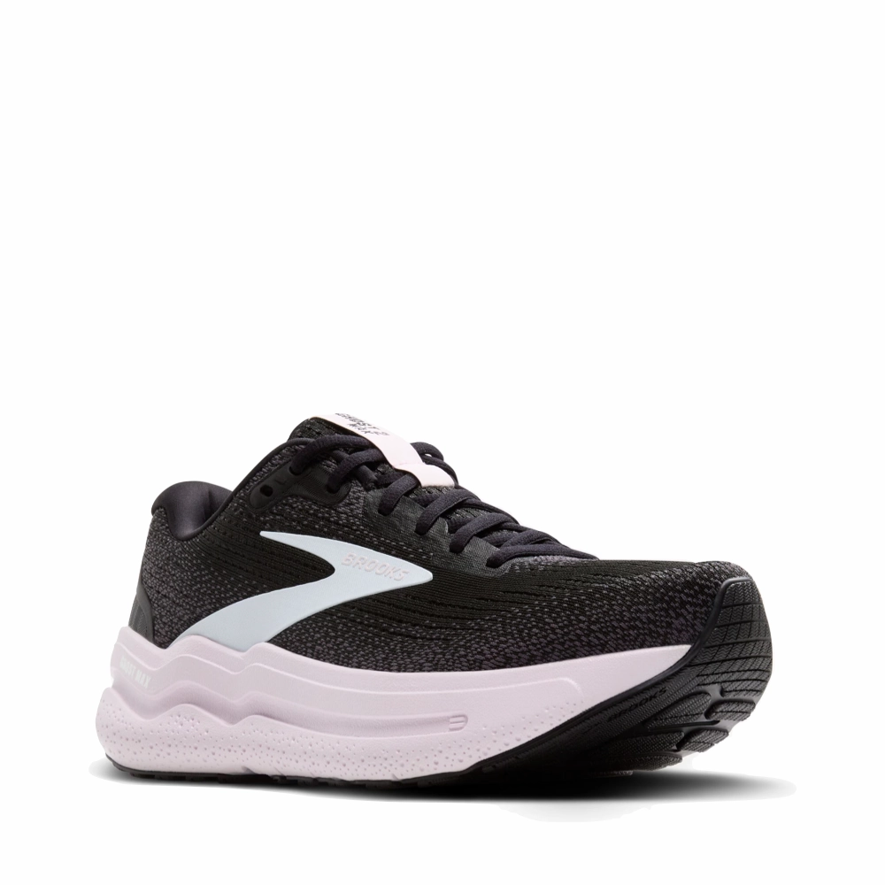 Brooks Women's Ghost Max 2 Sneaker in Black/White/Orchid Ice Stride Ready