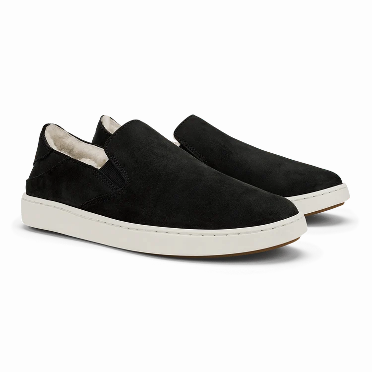 Slim Silhouette OluKai Women's Pehuea Cozy Sneaker in Lava Rock / Lava Rock