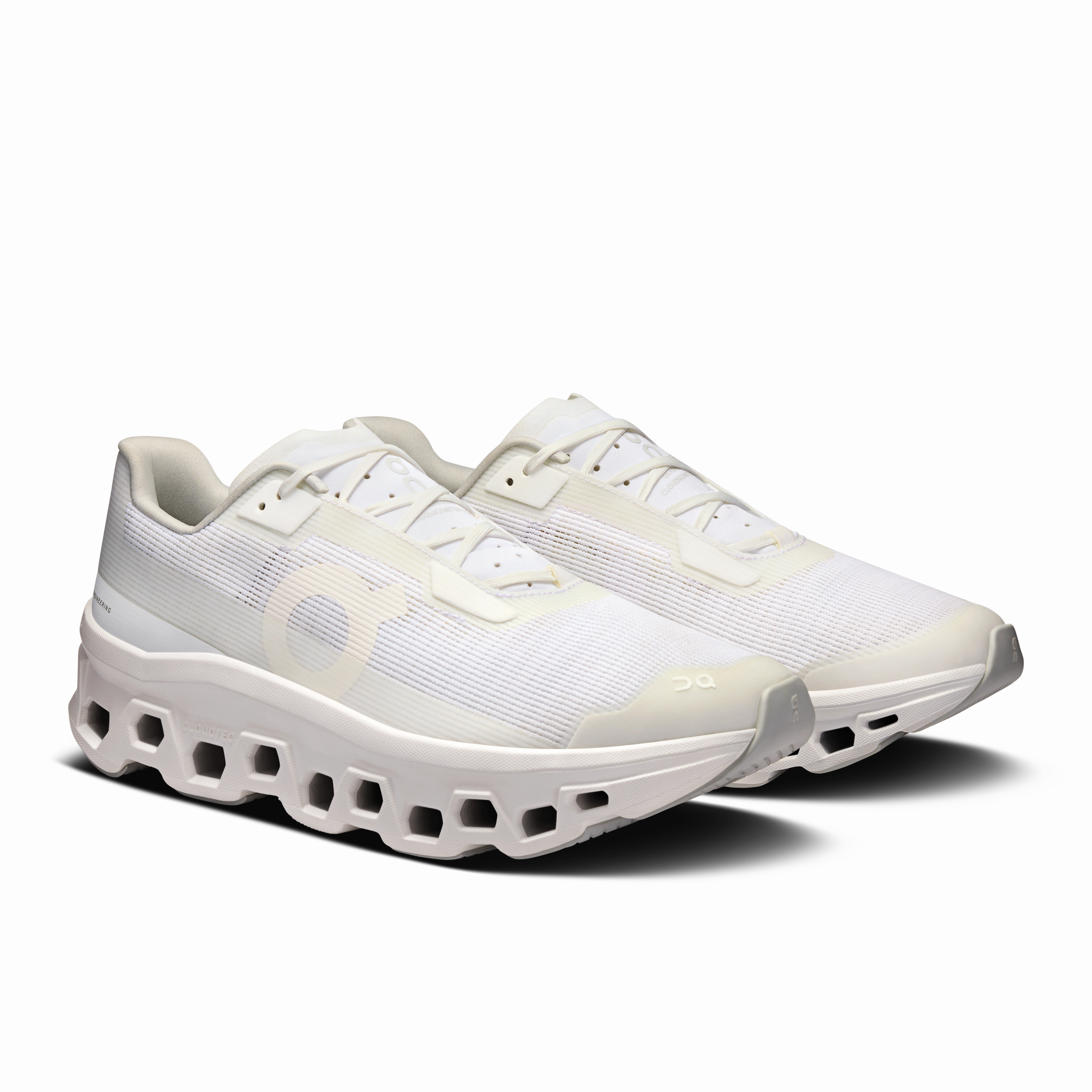 air - mesh shoes slip - on style On Running Men's Cloudmonster Void Shoes - White / White