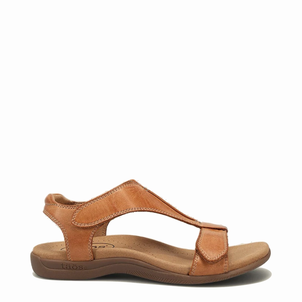 Dawn Step Soft Sole Shoes Taos Women's The Show Leather Sandal in Caramel