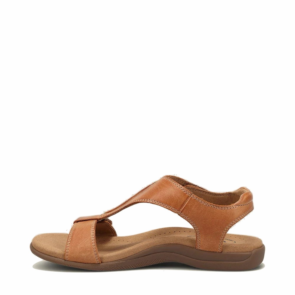 Taos Women's The Show Leather Sandal in Caramel Comfortable Sole ShockAbsorbingSole