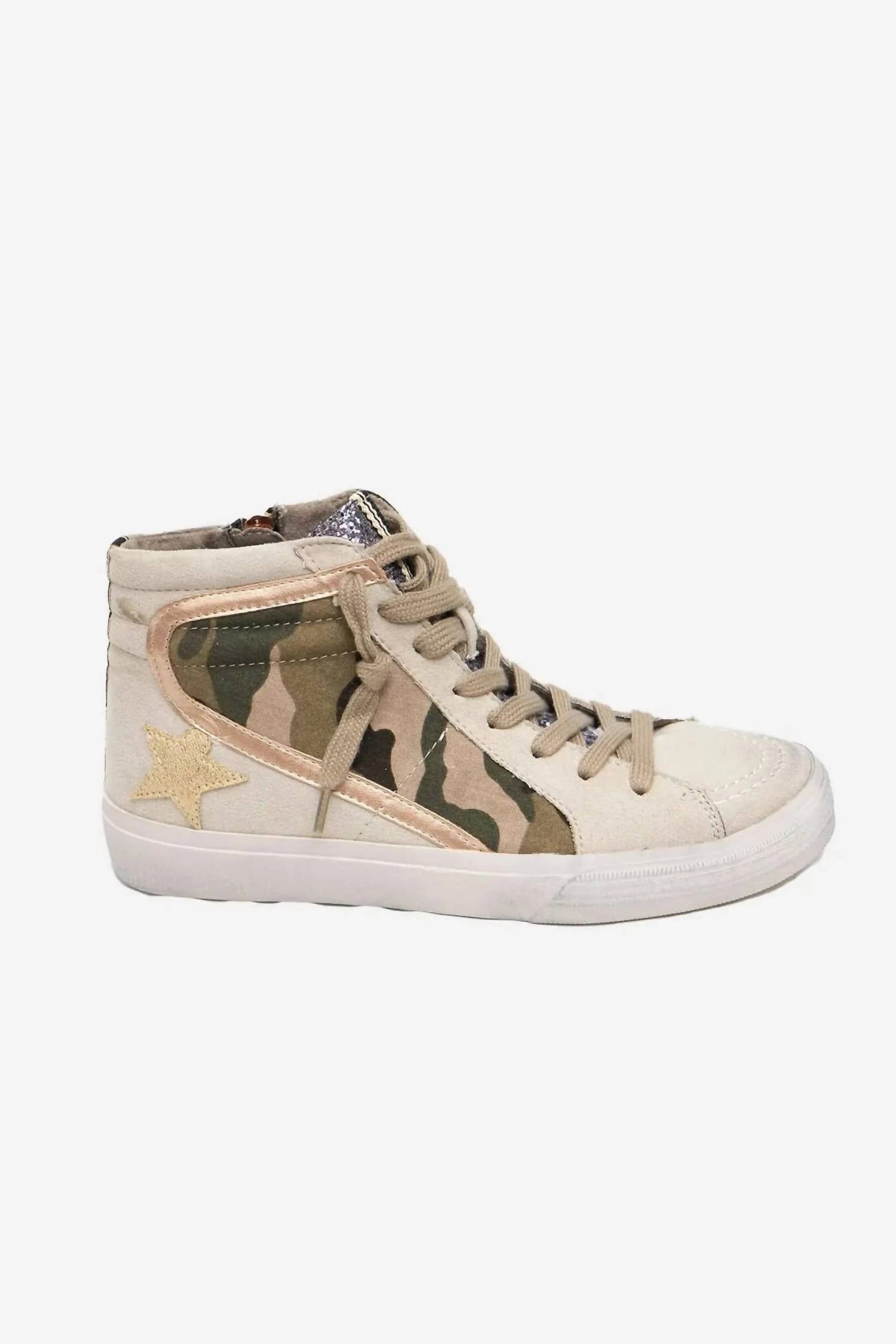 StainResistant Microperforation Detail Women's Roxanne High Top Sneakers In Camo