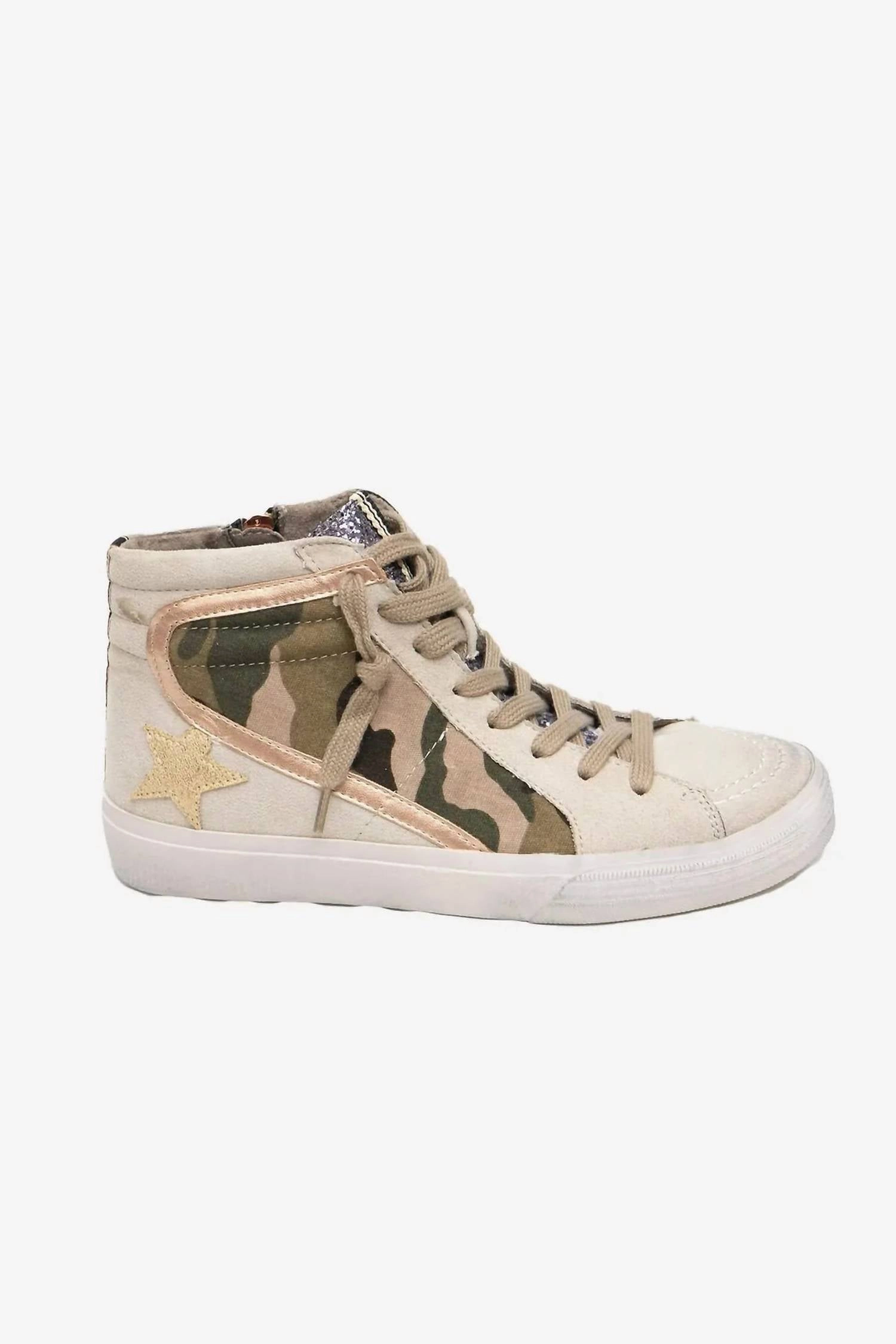 Women's Roxanne High Top Sneakers In Camo Vegan Leather Running Compatible