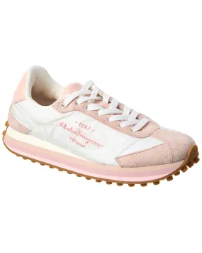 Water resistant upper Ferragamo Iggy Nylon & Suede Sneaker