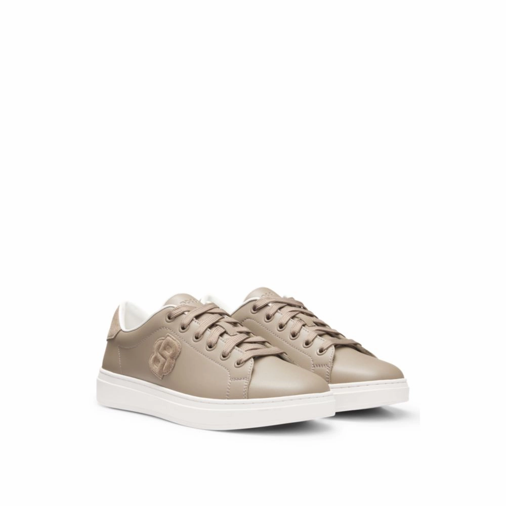 Leather trainers with Double B monogram Seamless performance