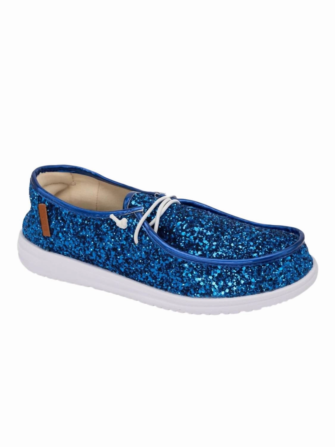 Active Everyday Women's Kayak Slip-On Sneakers In Electric Blue Glitter