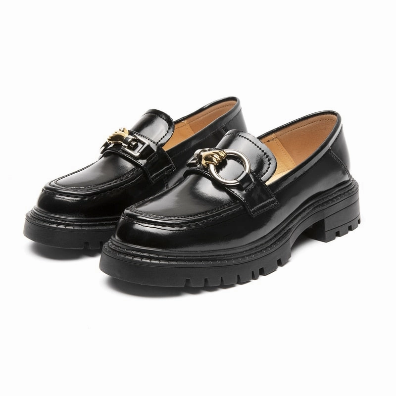 The Nina - Chunky Leather Penny Loafers For Women Clear Guard Casual Footwear