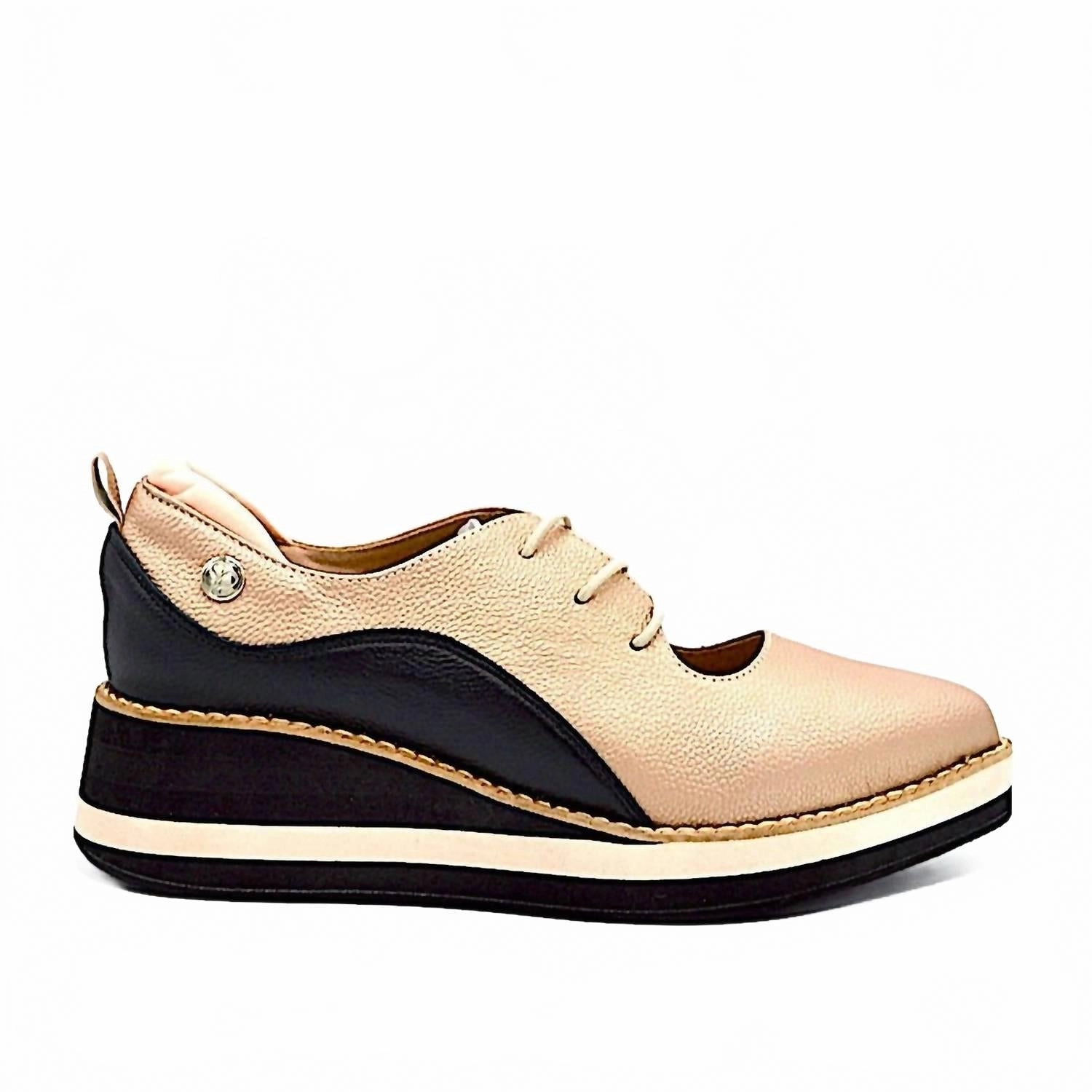 Athleisure Fit Women's Tempo Oxford Shoes In Rosegold/black Leather