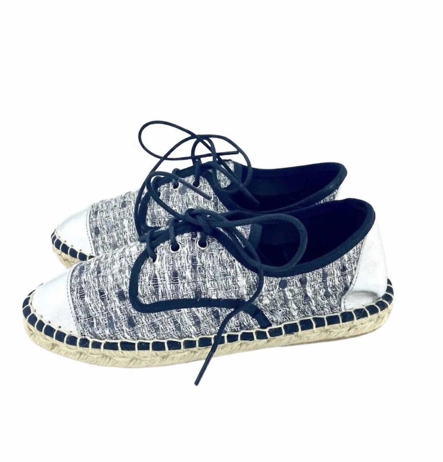 Women's Lace Up Espadrille Shoes In Silver Memory Foam Padding
