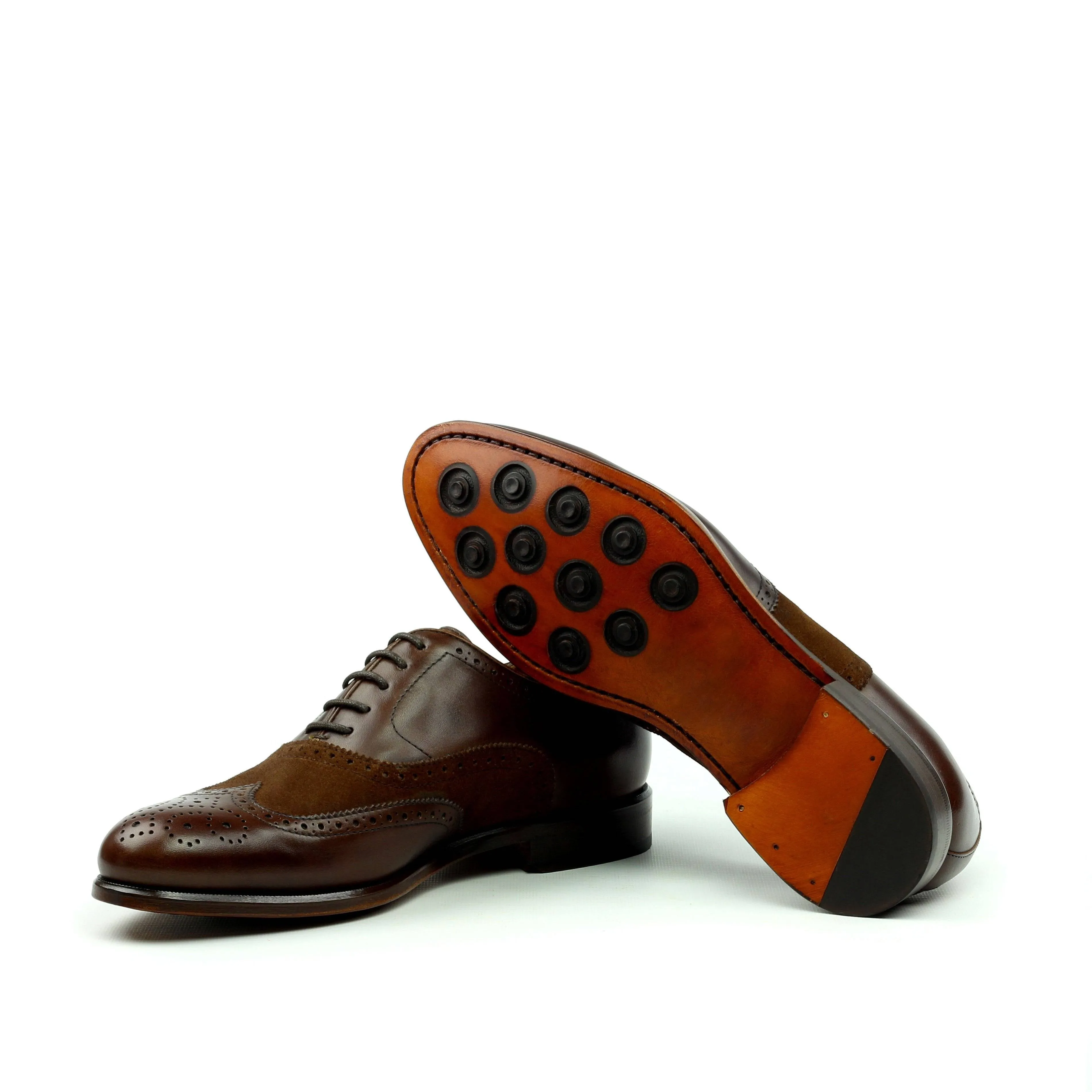 Work Meeting Glossy Layer Presentation Ready Unique Handcrafted Chestnut Brown Wingtip Oxford w/ Full Brogue by Le Ruux