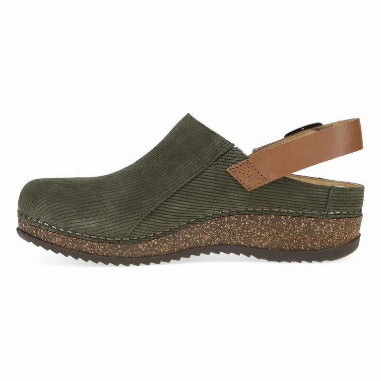 Dansko Women's Merrin Sling Back Clog in Olive Outdoor Friendly