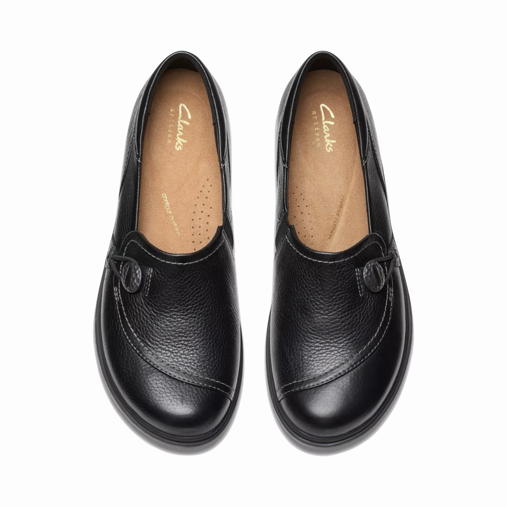 Clarks Women's Certina Ease Leather Loafer in Black Built Light