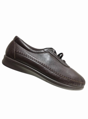 Women's Traveler Athletic Lace Up Shoe - Medium In Dark Brown Foot Relief Urban Path