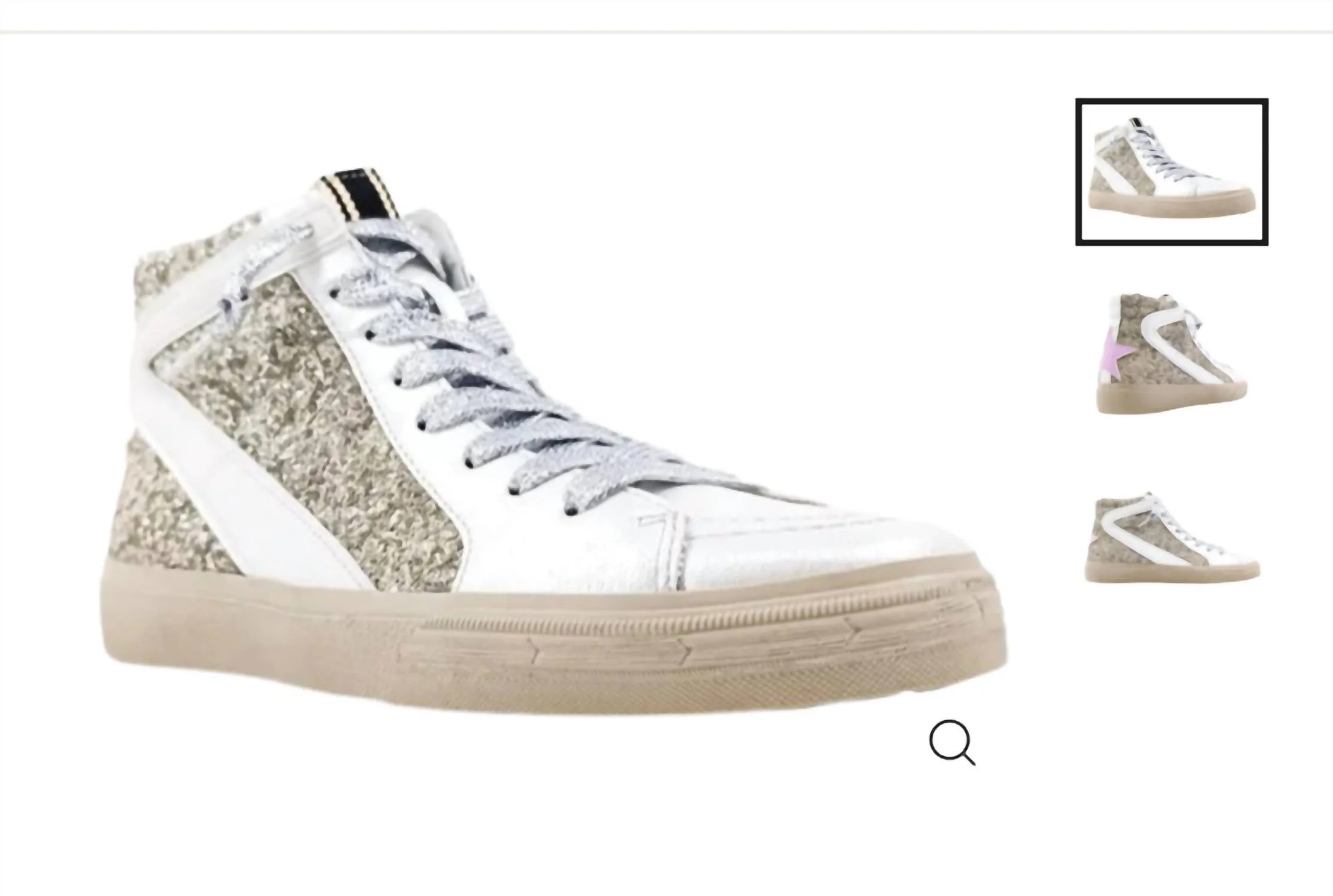 Shock-absorbent cushioning Women Rooney High Top Sneaker In Pearl Glitter