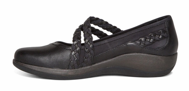 Aetrex Women's Annie Mary Jane in Black Airflow channels