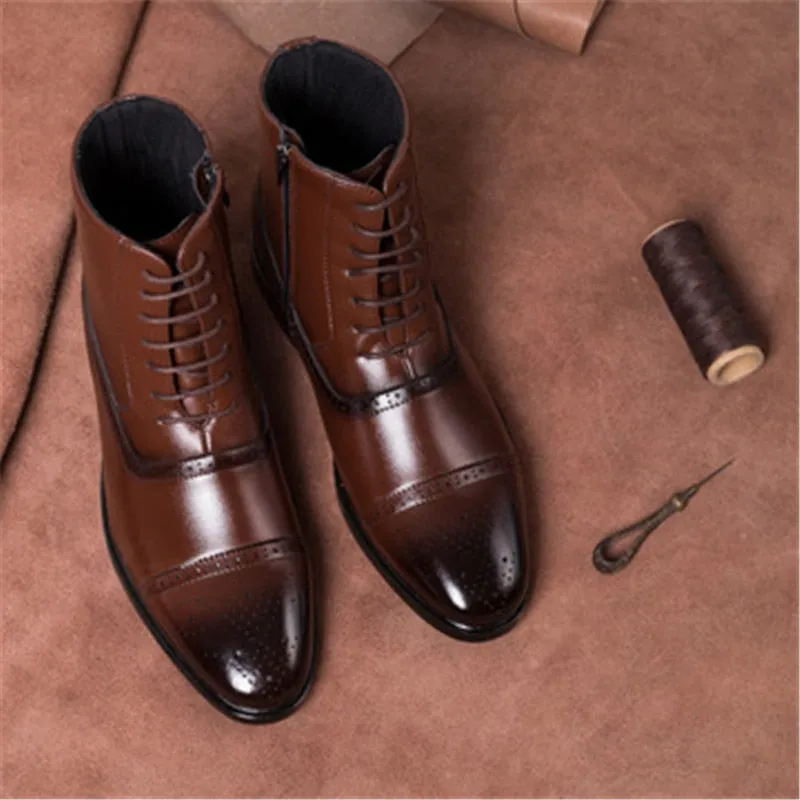 Modern Line il Capo - Classic Leather Boots For Men with zipper