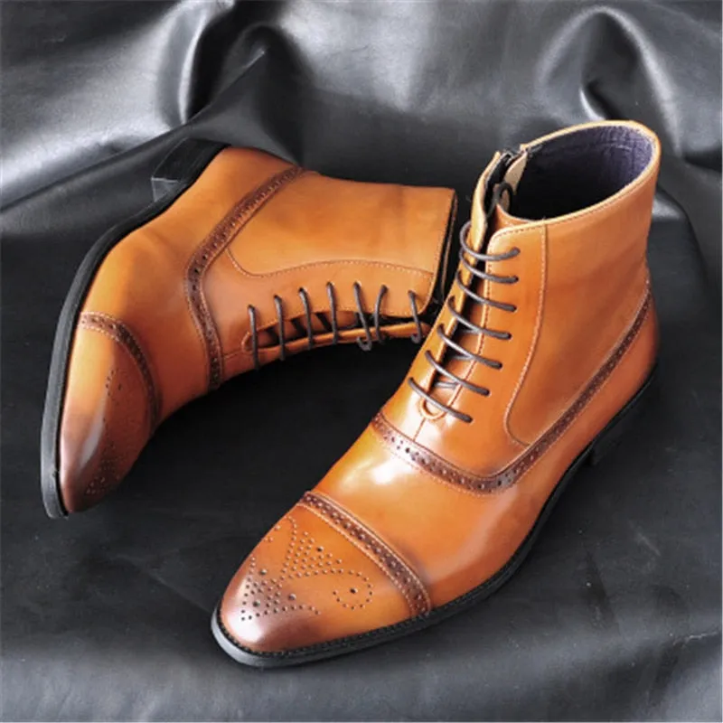 Easy to Wear il Capo - Classic Leather Boots For Men with zipper