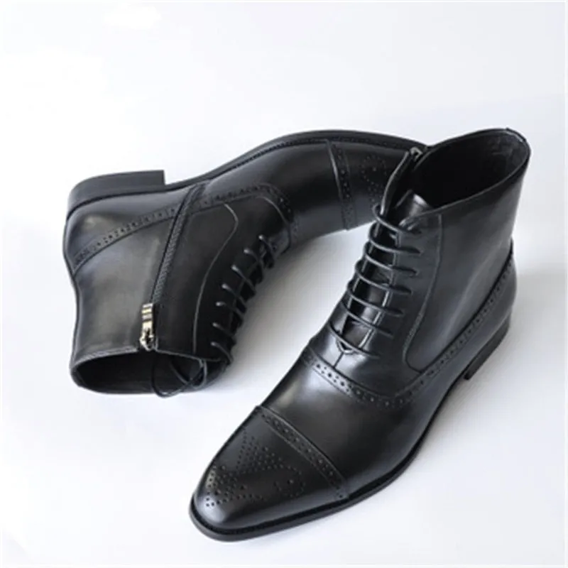 il Capo - Classic Leather Boots For Men with zipper Sharp Profile