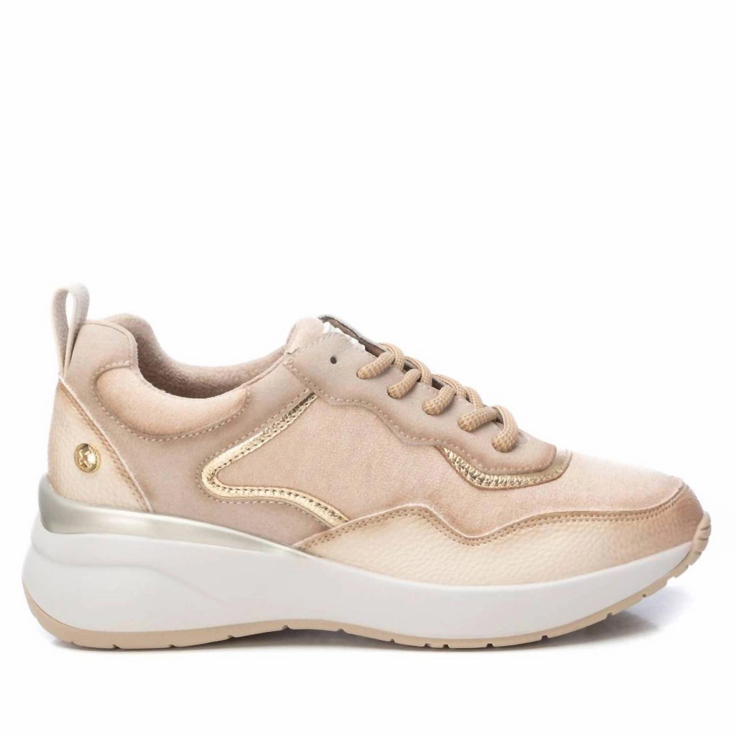 Performance Mode Women's Suede Metallic Sneakers In Beige