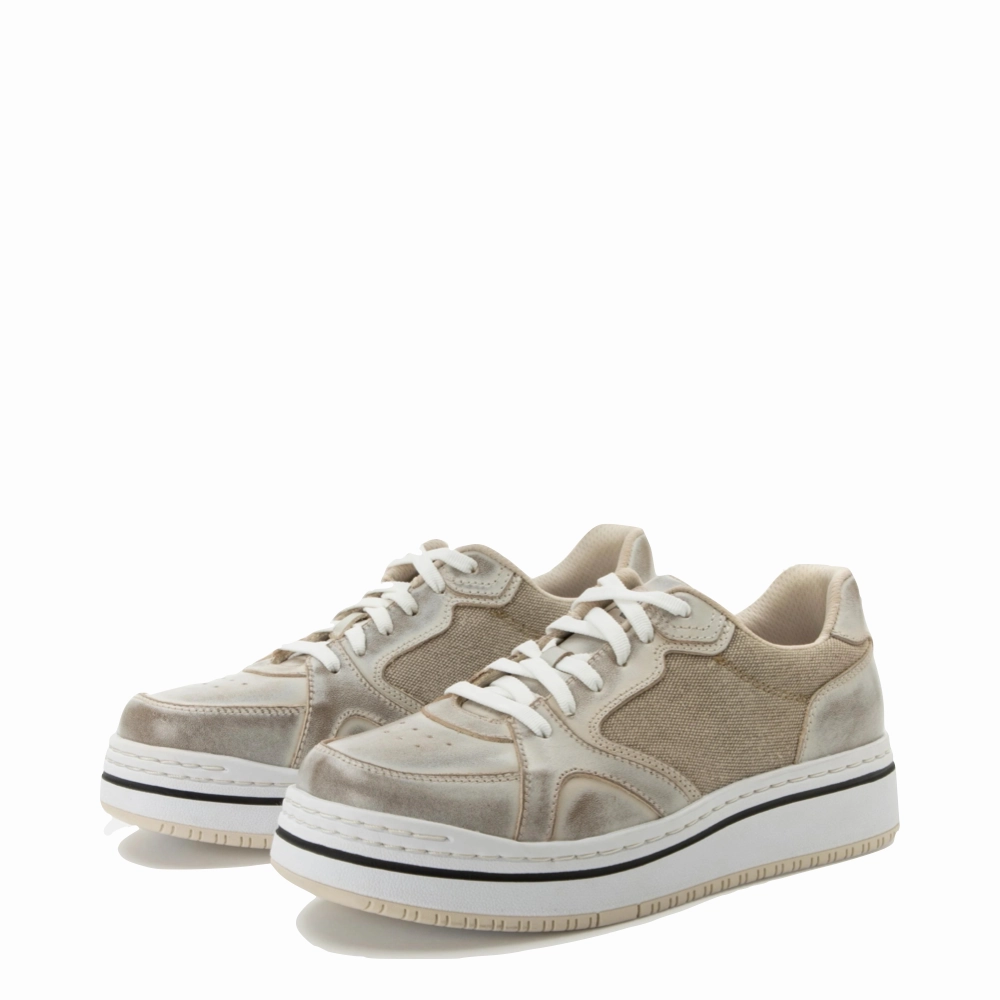 Alegria Women's Alyster Platform Sneaker in Cream Leather Upper