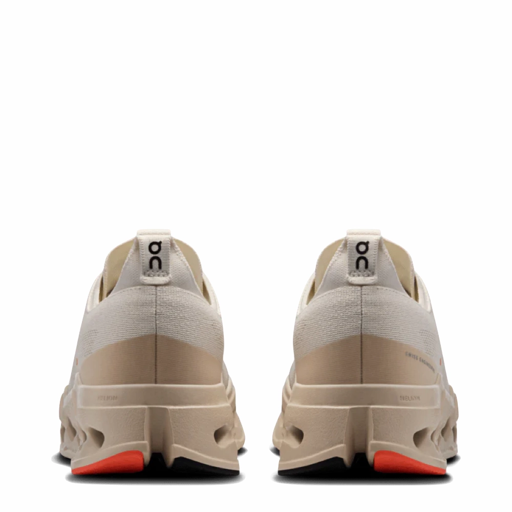 On Women's Cloudsurfer Max Sneaker in Ivory/Salmon Easy Clean