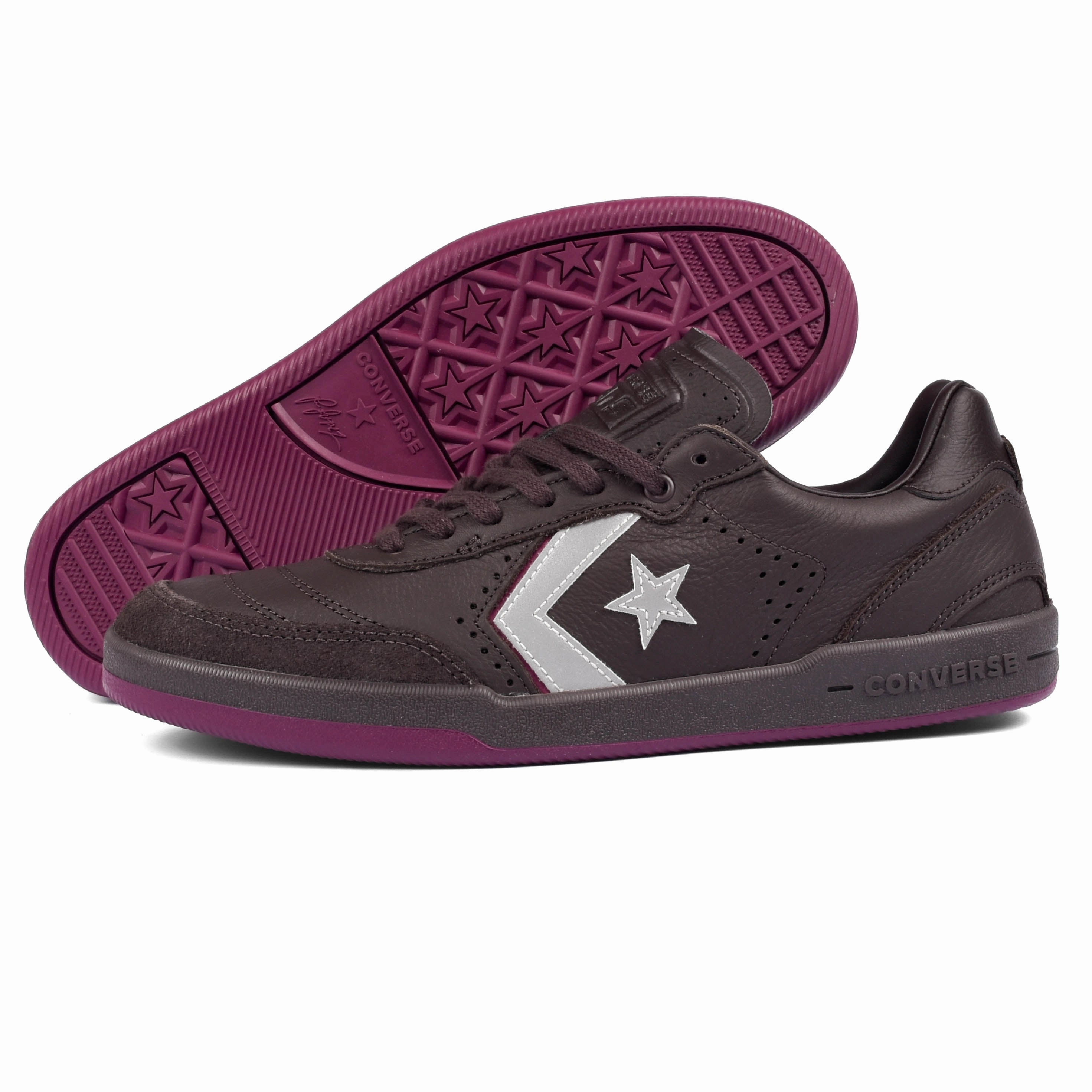 Cons - Louie Lopez Pro 2 OX (Coffee Nut/Silver/Frozen Acai) PaddedCollar adjustable shoe fit