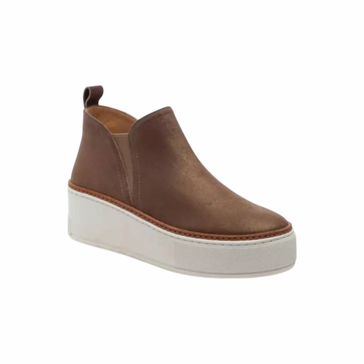 Women's Mika Slip On Sneaker In Bronze Brush Suede Rubber Sole