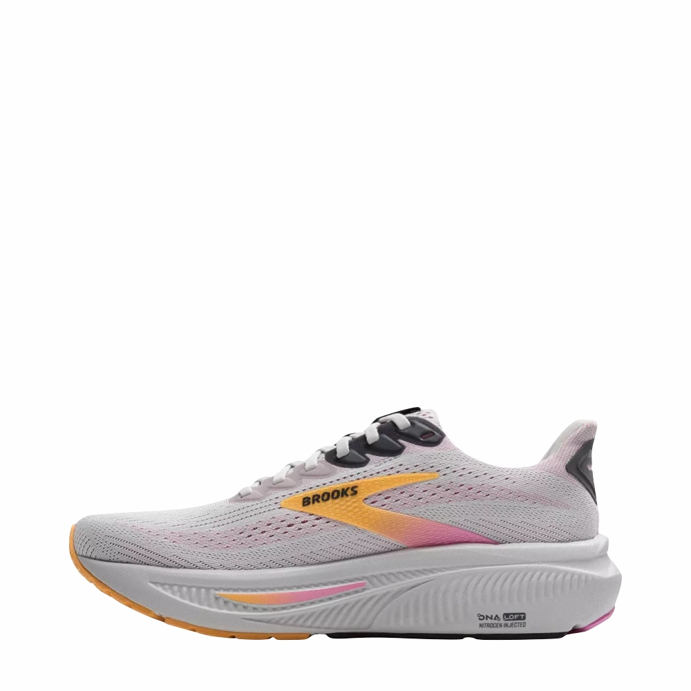 Synthetic   material Side Support Brooks Women's Ghost 17 Sneaker in Oyster/Apricot/Pink