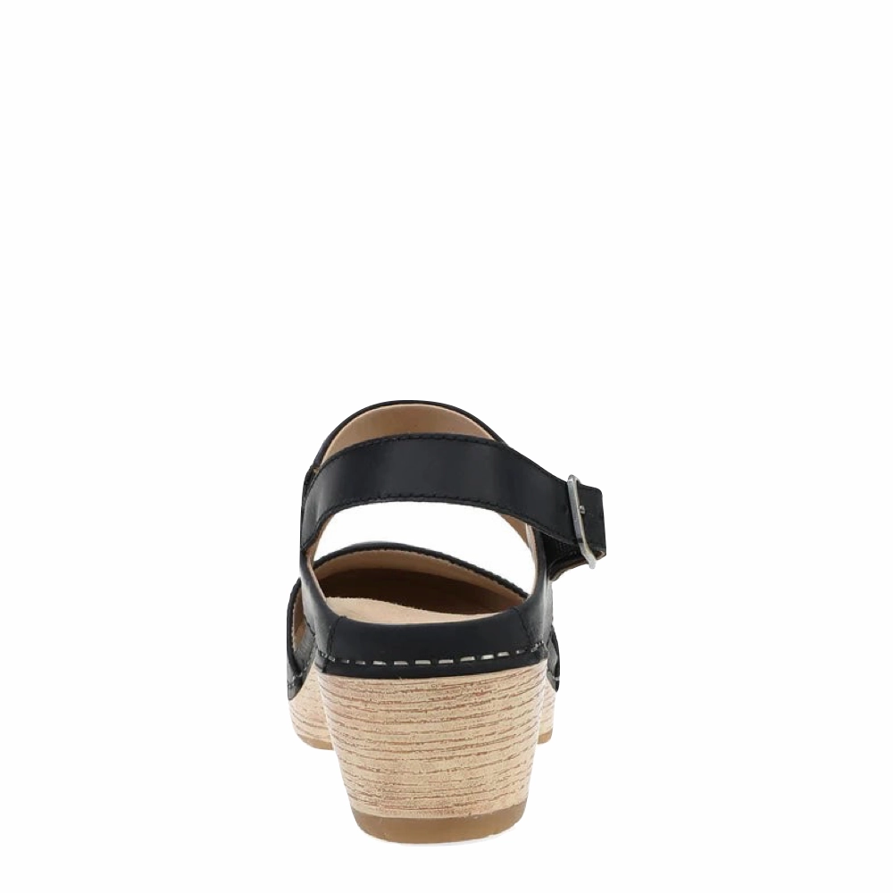 Lace Up Design soft fit Dansko Women's Lucia Heeled Closed Toe Clog in Black