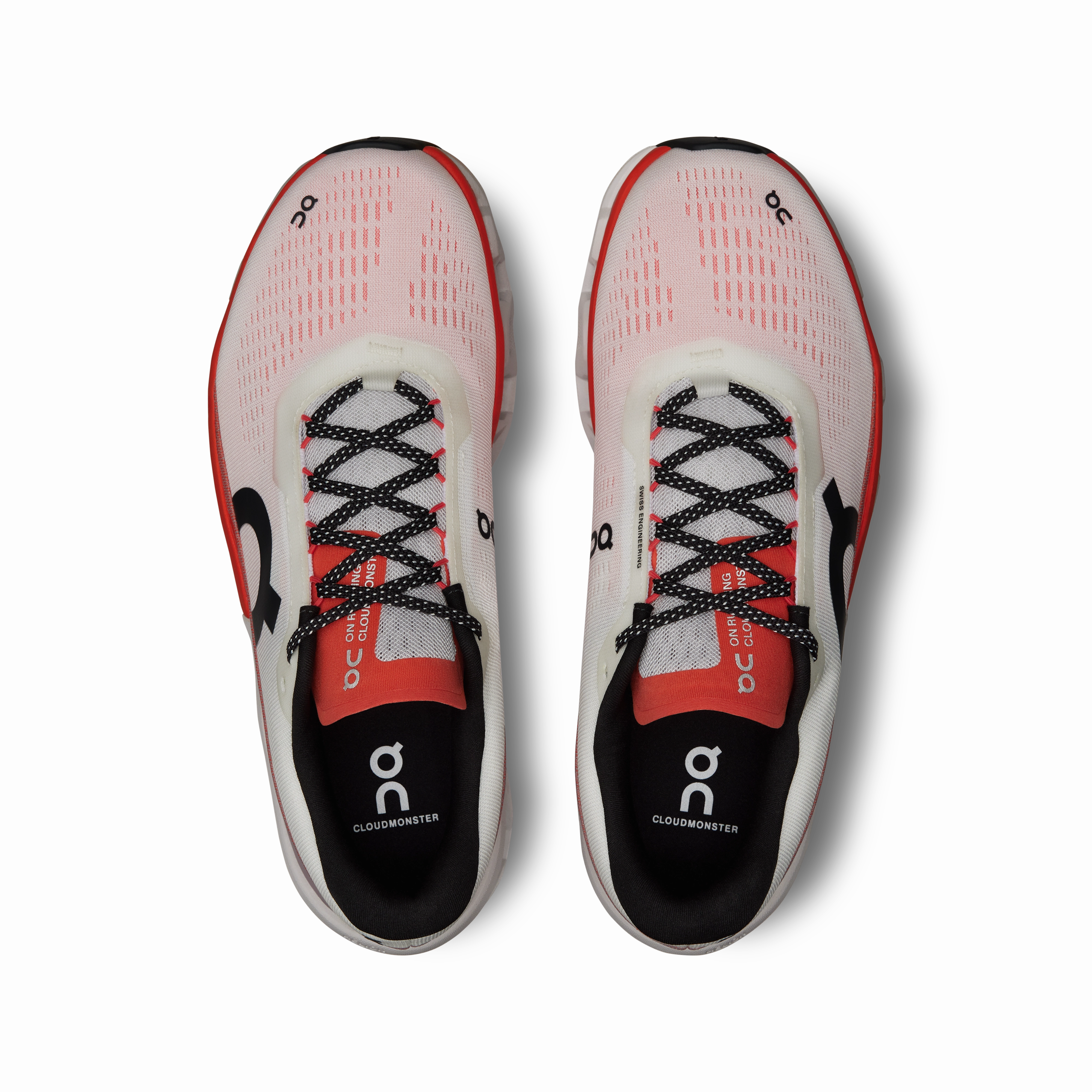 On Running Men's Cloudmonster 2 Shoes - White / Flame Comfort durability Rollbar Stability