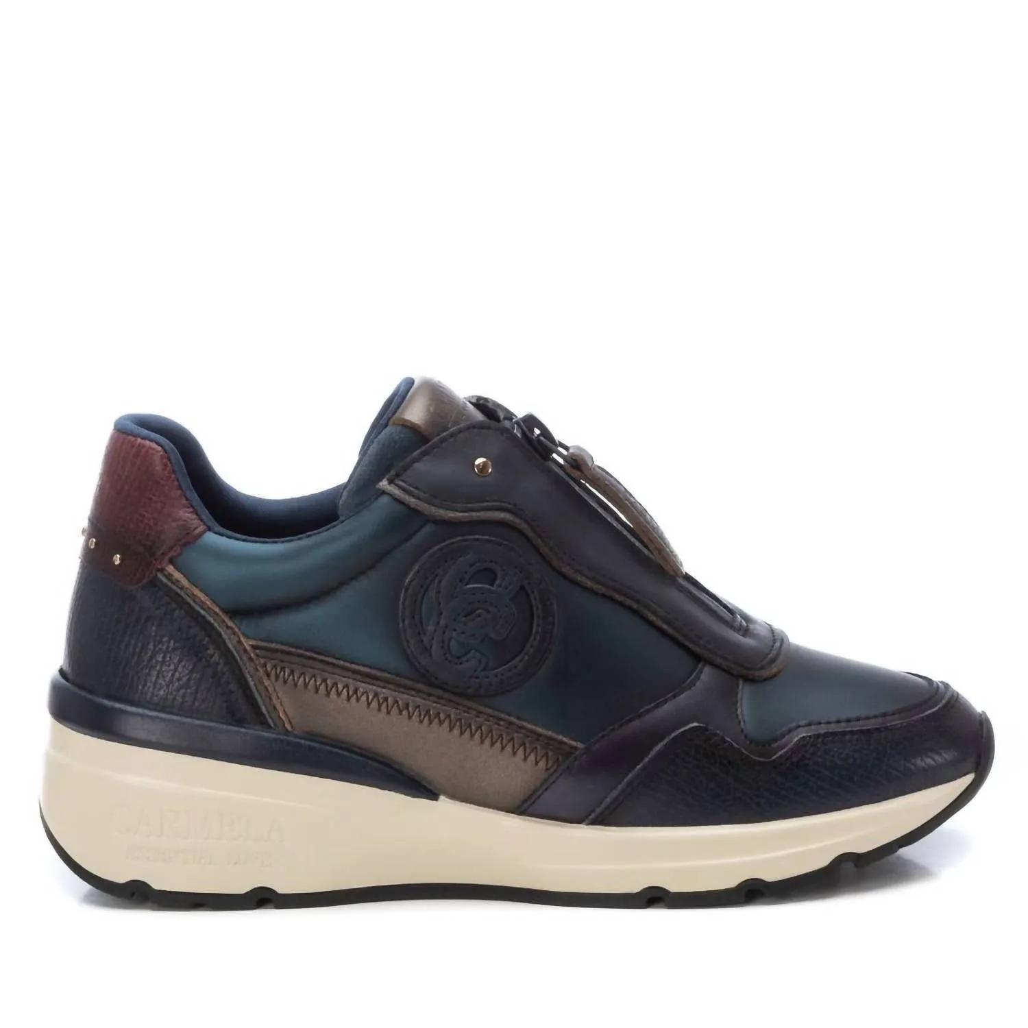 Women's Leather Sneakers In Navy Athletic Design