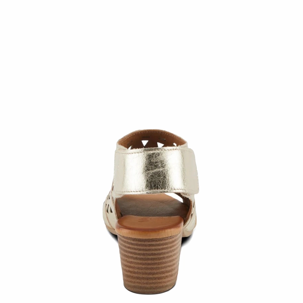 Spring Step Women's Dorotha Heeled Sandal in Gold Espadrille Style Classic Style